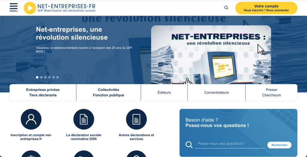 Net-Entreprises portail public